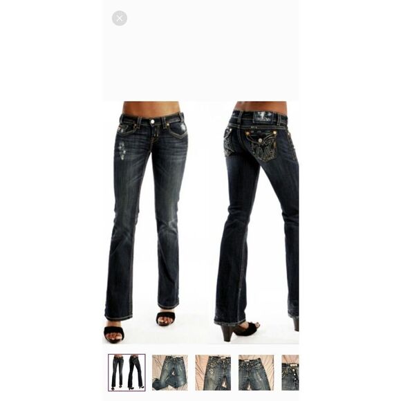 MEK Jeans Denim DARK Blue OAXACA Jeans, Boot Cut By Miss Me | 28 Big Stitch EUC - Picture 2 of 15